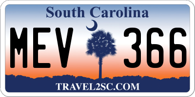 SC license plate MEV366