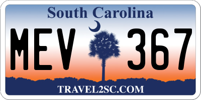 SC license plate MEV367