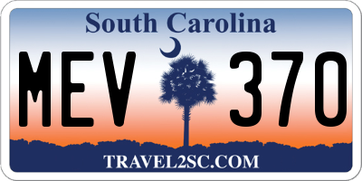 SC license plate MEV370