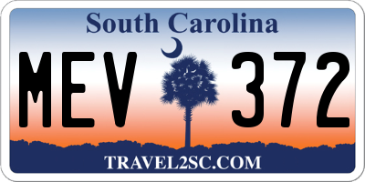 SC license plate MEV372