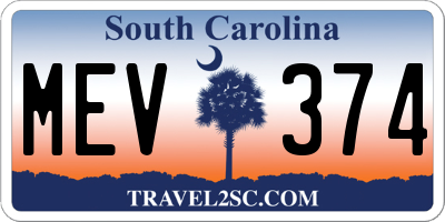 SC license plate MEV374
