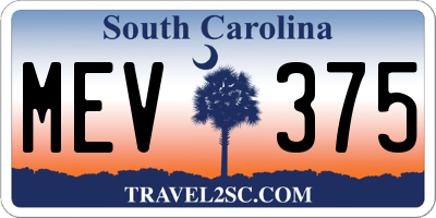 SC license plate MEV375