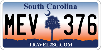 SC license plate MEV376