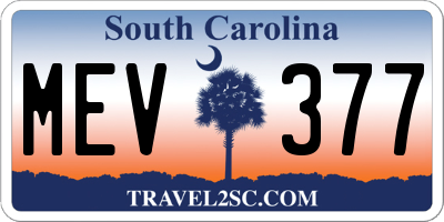 SC license plate MEV377
