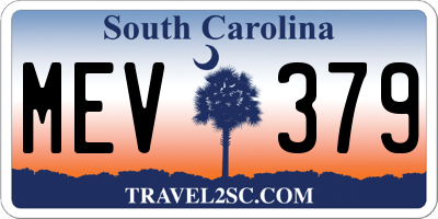 SC license plate MEV379