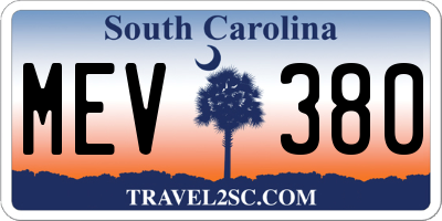 SC license plate MEV380