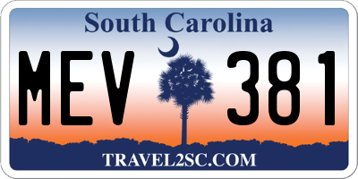 SC license plate MEV381