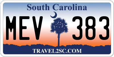 SC license plate MEV383
