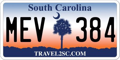 SC license plate MEV384