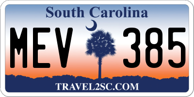 SC license plate MEV385