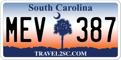 SC license plate MEV387