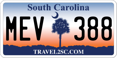 SC license plate MEV388