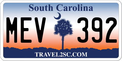 SC license plate MEV392