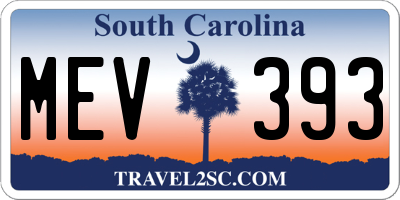 SC license plate MEV393