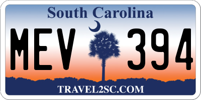 SC license plate MEV394