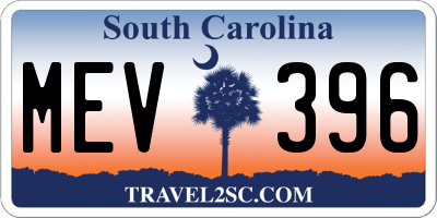 SC license plate MEV396