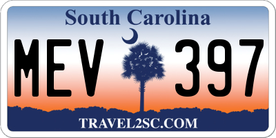SC license plate MEV397
