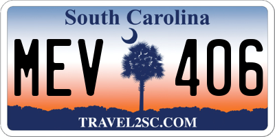 SC license plate MEV406