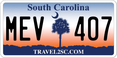 SC license plate MEV407