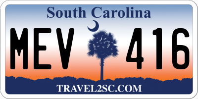 SC license plate MEV416