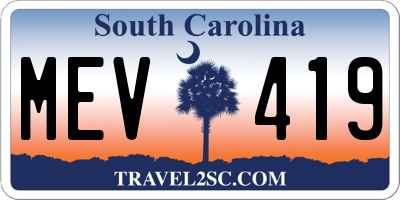 SC license plate MEV419