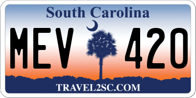 SC license plate MEV420