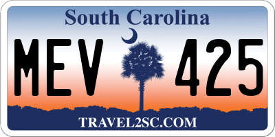 SC license plate MEV425