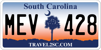SC license plate MEV428