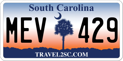 SC license plate MEV429