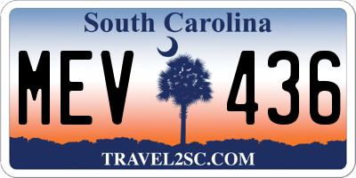 SC license plate MEV436