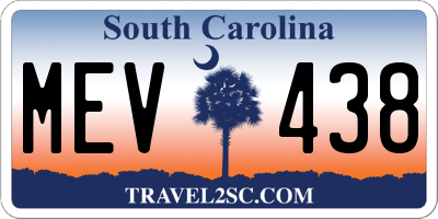 SC license plate MEV438