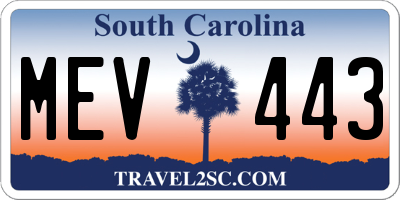 SC license plate MEV443
