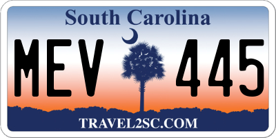 SC license plate MEV445