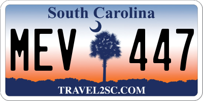 SC license plate MEV447