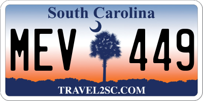 SC license plate MEV449