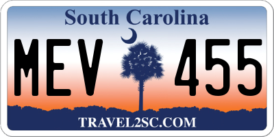 SC license plate MEV455