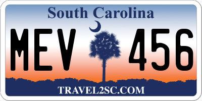 SC license plate MEV456