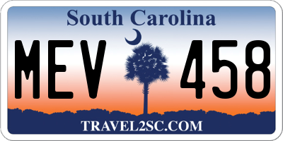 SC license plate MEV458
