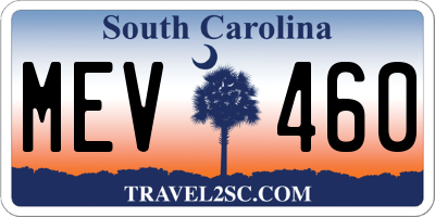 SC license plate MEV460