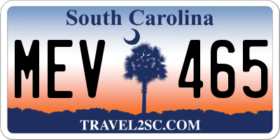 SC license plate MEV465