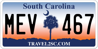 SC license plate MEV467