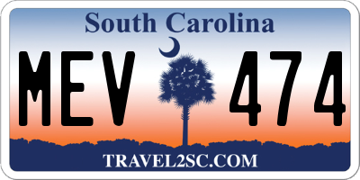 SC license plate MEV474