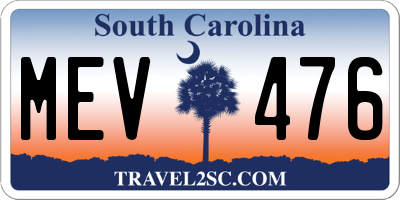 SC license plate MEV476