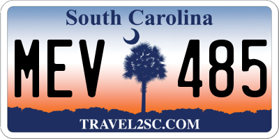SC license plate MEV485