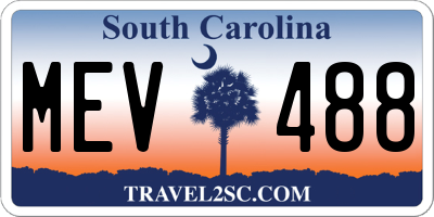 SC license plate MEV488