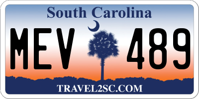 SC license plate MEV489
