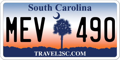 SC license plate MEV490