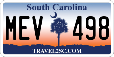 SC license plate MEV498