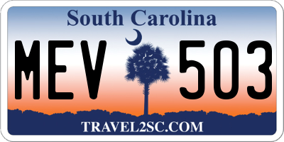 SC license plate MEV503