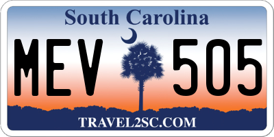 SC license plate MEV505